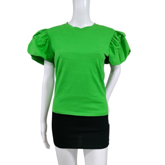 Zara Womens M Cotton Blend Baloon Sleeve Festival Boho Top - Picture 2 of 16